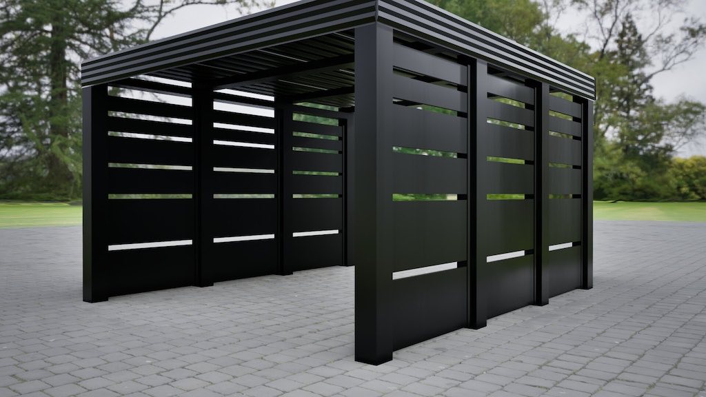 Stahl Carport in Schwarz RAL 9005